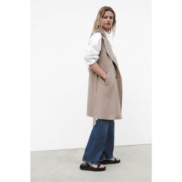 NWT - Zara Medium Faux Suede Vest Jacket- - Picture 6 of 16